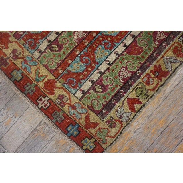 1880s Multicolor Abstract Geometric Antique Turkish Sivas Yastik Carpet Rug For Sale - Image 13 of 18