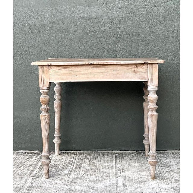 Vintage Primitive Turned Leg Wooden Table For Sale - Image 12 of 12