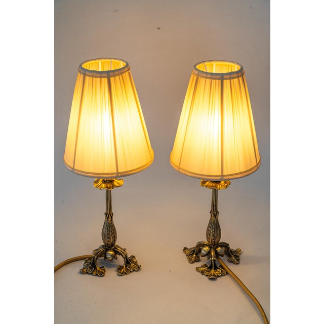 Small Jugendstil Table Lamps with Fabric Shades, Vienna, Austria, 1908, Set of 2 For Sale - Image 12 of 17