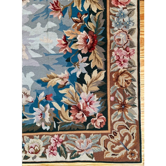 Vintage Aubusson Style Floral Needlepoint Tapestry Textile/Rug 46 1/4" X 71" For Sale - Image 4 of 8