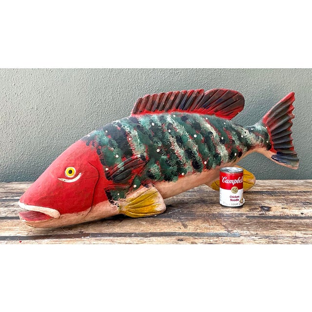 Vintage Monumental Hand Painted Fish For Sale - Image 12 of 12