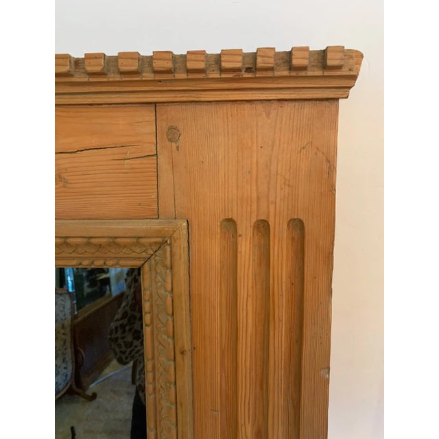 Brown Antique French Hand Carved Oak Trumeau Mirror For Sale - Image 8 of 12