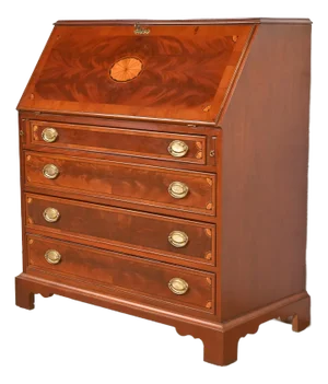 Hekman Furniture Federal Inlaid Flame Mahogany Slant Front Secretary Desk