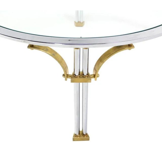Mid 20th Century Mid Century Modern Round Chrome Brass Glass Coffee Table For Sale - Image 5 of 8
