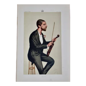 1st Violin Duke of Edinburgh: 19th C. Vanity Fair Caricature by Ape (Carlo Pellegrini), 1874