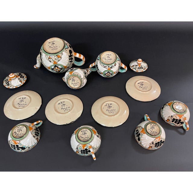 Italian Hand-Painted Ceramic Tea Service, 1930s, Set of 7 For Sale - Image 13 of 16