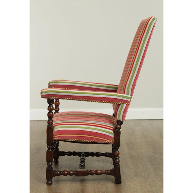 Jacobean Style Custom Upholstered High Back Armchair For Sale - Image 4 of 13