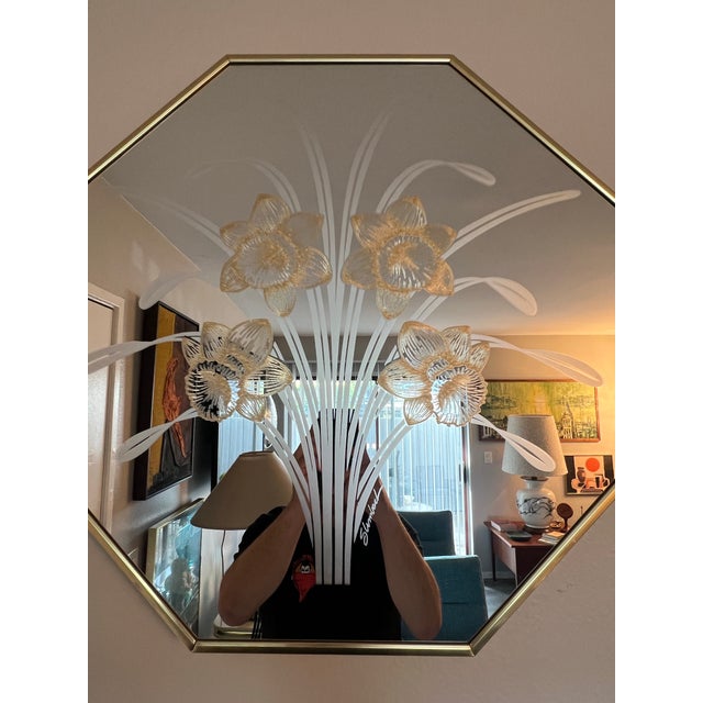 Vintage Octagon Wall Mirror: 1980s Windsor Postmodern Floral Design, Robert Slimbach For Sale In Palm Springs - Image 6 of 9