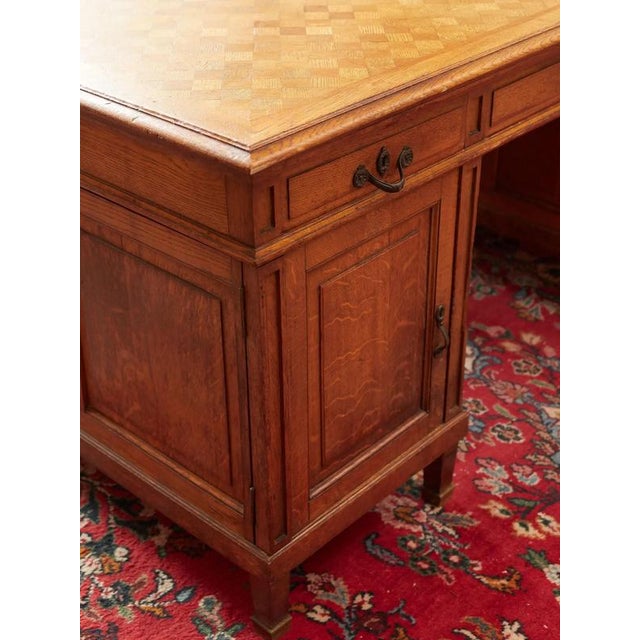 Wood Large Antique Oak Desk For Sale - Image 7 of 14