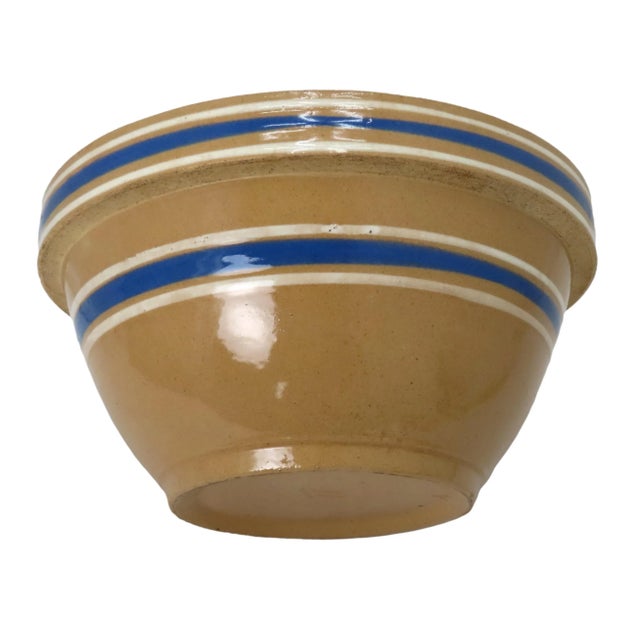 This Really is a Great Looking Large Size Antique Yellow Ware Pottery Kitchen Mixing Bowl. Most likely American in Origin....