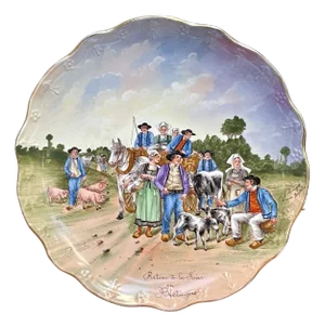 18th Century Porcelain Dish Return of the Fair in Brittany with Limoges Porcelain from Signé F. Merigot