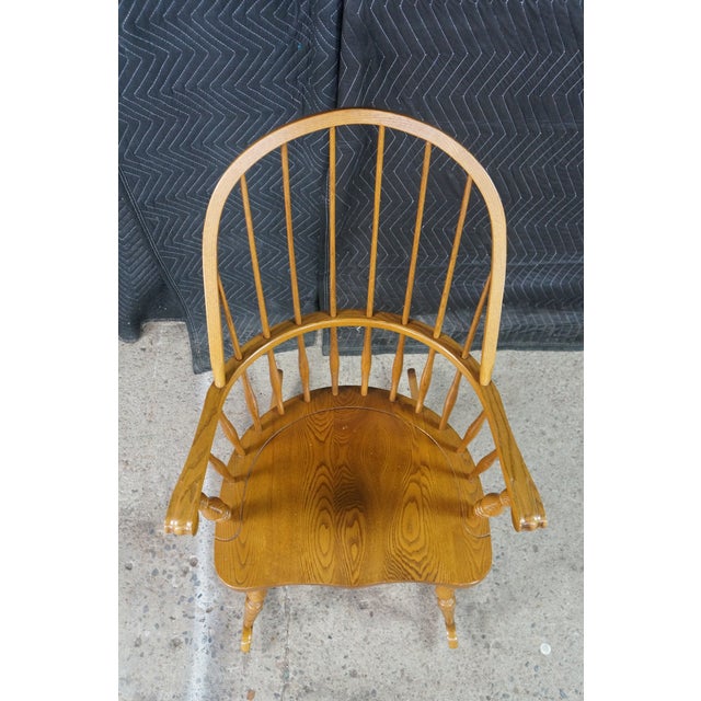 Nichols & Stone Vintage Nichols & Stone Oak Windsor Rocking Chair Hoop Back Colonial Rocker For Sale - Image 4 of 17