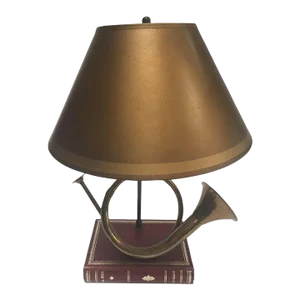 Vintage Brass Looped Hunter's Horn Bugle Made Into a Table Lamp by Robert Abbey