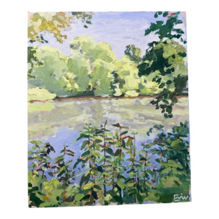 Calm Landscape Painting - "On the Chattahoochee" by Erin Tapp For Sale
