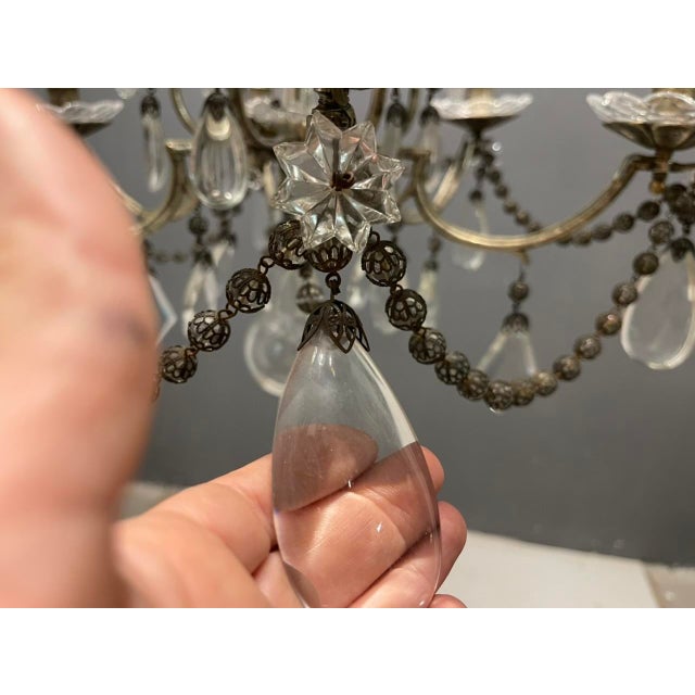 Italian Silver Crystal Chandelier, 1940s For Sale - Image 11 of 17