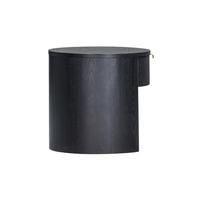 Marlow Black Wood Round Nightstand For Sale - Image 4 of 9