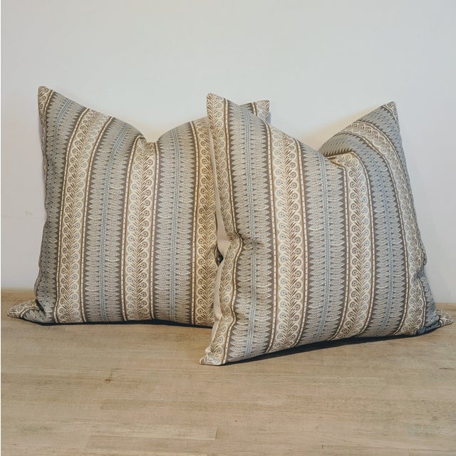 Not Yet Made - Made To Order Jasper Eastlake 22" Single-Sided Pillows in Sky Blue & Brown - Set of 2 For Sale - Image 5 of 7