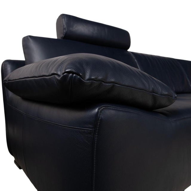 Dark Blue Leather Corner Sofa from Willi Schillig For Sale - Image 9 of 18