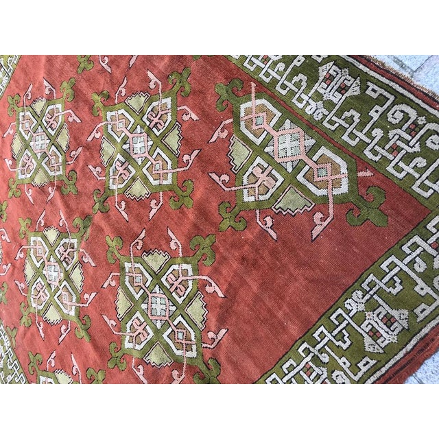 Beige Vintage Turkish Square Ushak Rug, 1920s For Sale - Image 8 of 14