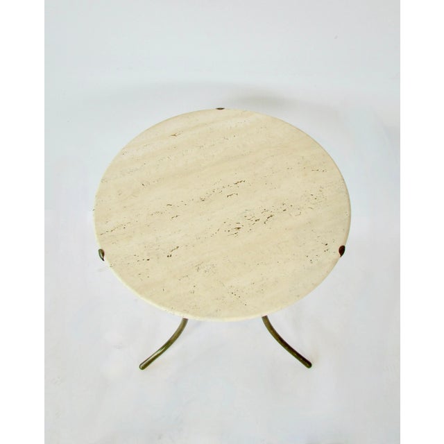 Cedric Hartman Travertine Top Ae Side Table on Brass Base For Sale - Image 10 of 12