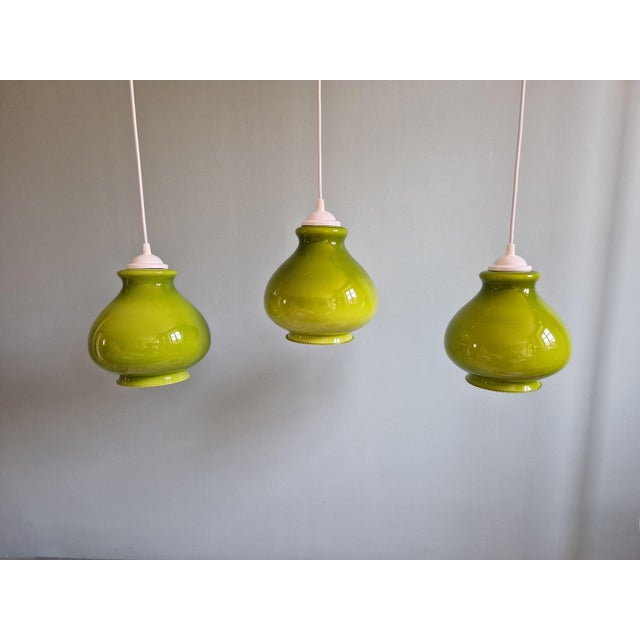 Vintage Pendant Light in Green Opaline, 1960s For Sale - Image 9 of 17