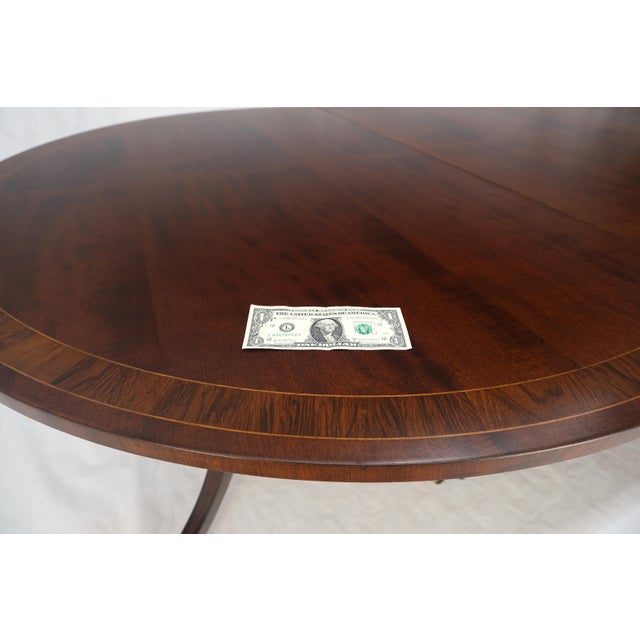 Banded Mahogany Tripple Pedestal Base 3 Ext. Section 157" Long Dining Table MINT For Sale - Image 6 of 12