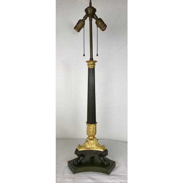 Metal French Empire Gilt and Patinated Bronze Columnar Lamp For Sale - Image 7 of 7
