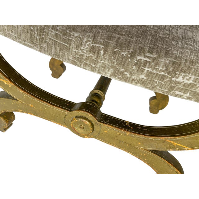 Vintage Neoclassical French X-Frame Curule Stool, 1940s For Sale - Image 9 of 11