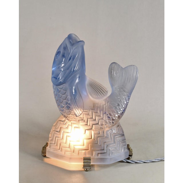 1930s Pierre d'Avesn Lorrain Daum & Ranc French Art Deco Carp Table Lamp For Sale - Image 9 of 14