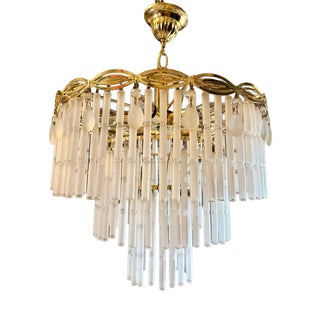 Chandelier with Opaline Glass Rods, Italy, 1970s For Sale