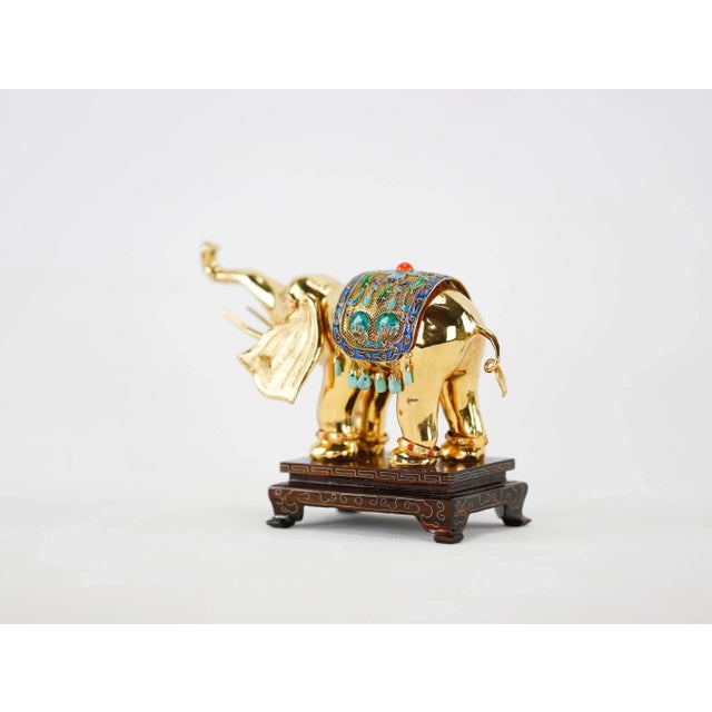 Asian Antique Vintage Filigree Bronze Glit Elephant For Sale - Image 3 of 11