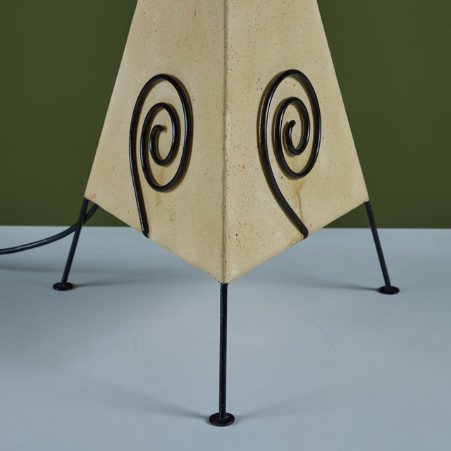 Late 20th Century Postmodern Pyramid Paper Shade Table Lamp For Sale - Image 12 of 14