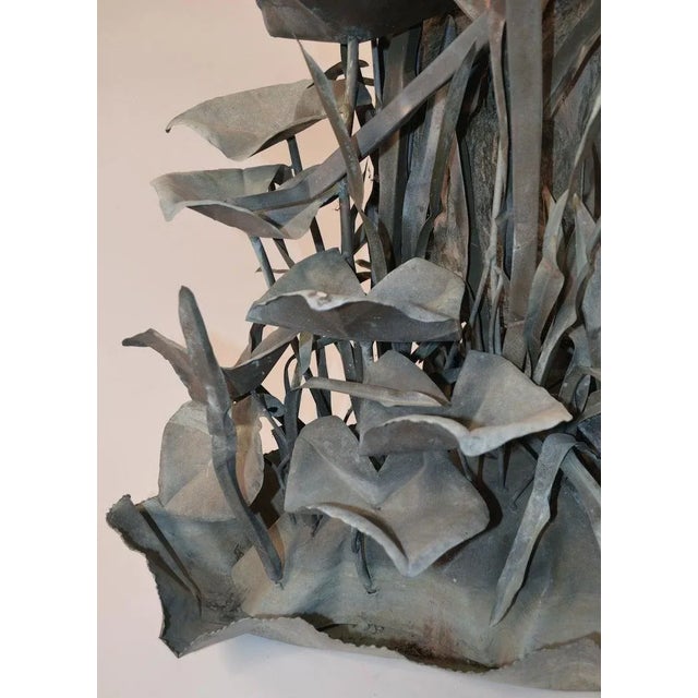 Stone Gray Large Verdigris Copper Cattails and Driftwood Fountain For Sale - Image 8 of 11