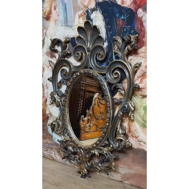 Antique Louis XV Mirror with Scrolling Foliage, Shells and Leaves, 1920s For Sale - Image 4 of 8