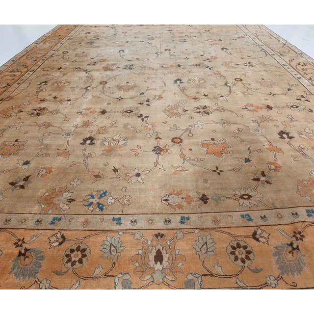 Textile Authentic Persian Tabriz Handmade Wool Carpet For Sale - Image 7 of 9