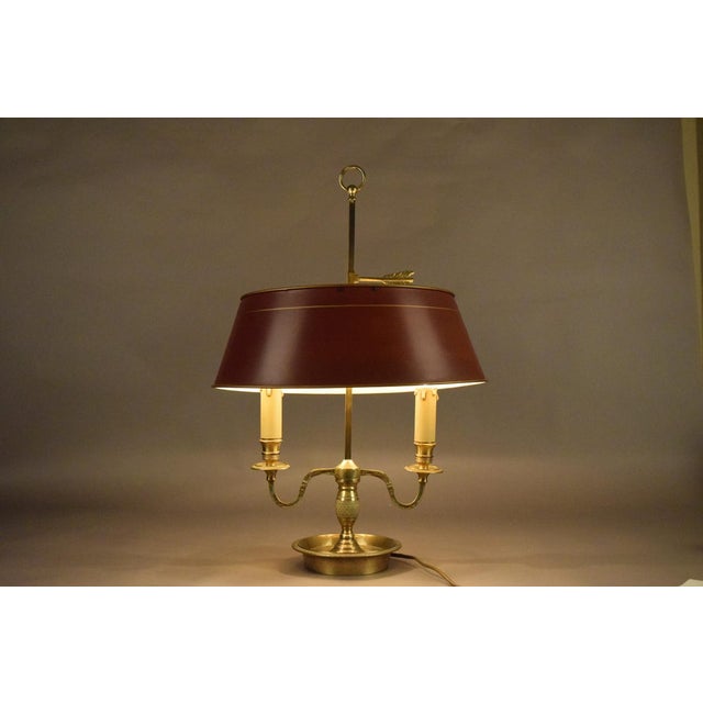 French Bouillotte Brass Two-Light Table Lamp, 1920s For Sale - Image 4 of 15