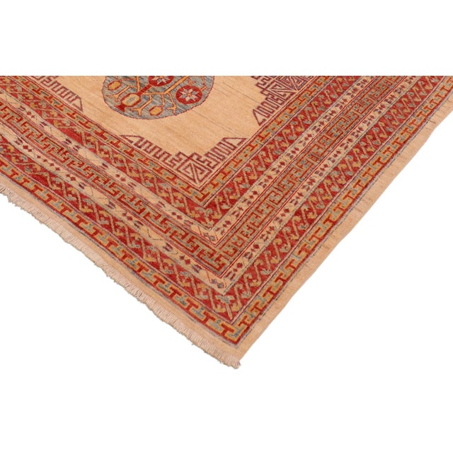 Oriental Ziegler Beige Rust Hand-Knotted Wool Rug - 6'2'' X 7'10'' For Sale - Image 4 of 8