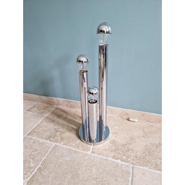 Large Space Age Lamp in Chromed Metal by Gaetano Sciolari for Boulanger, 1970 For Sale - Image 3 of 12