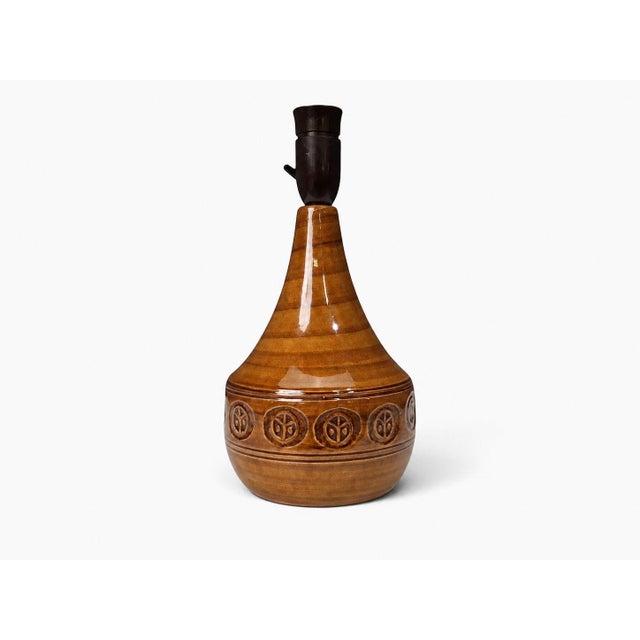 1970s Holbæk Keramik, Table Lamp, Orange Glazed Stoneware, Denmark, 1970s For Sale - Image 5 of 11