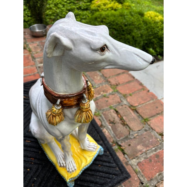 Italian Glazed Terra Cotta Whippet For Sale - Image 4 of 14