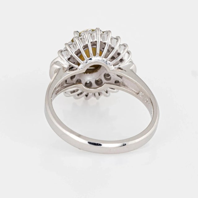 Mid 20th Century 2.21ct Cat''s Eye Chrysoberyl Diamond Ring Estate Platinum Certificate Jewellery size 6.25 For Sale - Image 5 of 7