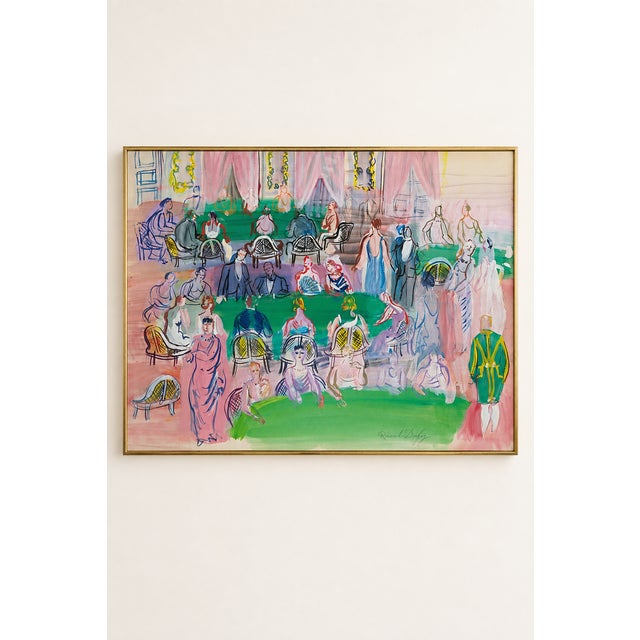 Raoul Dufy Baccarat vintage art print reproduction featuring an elegant 1925 French casino card game scene in lively pink,...