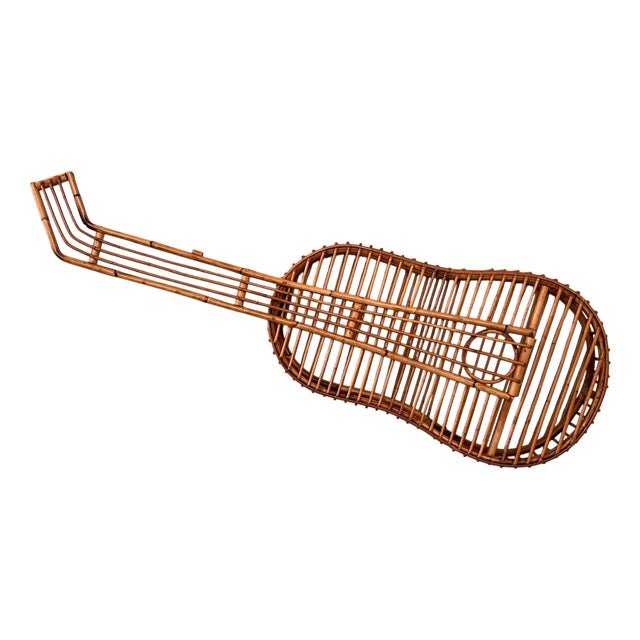 Vintage Bamboo Guitar Decoration, 1970s For Sale