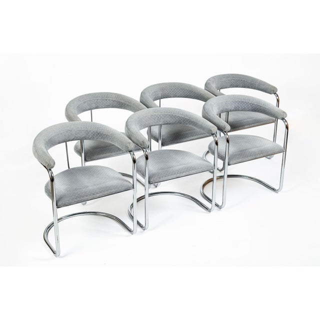 Mid-Century Modern Set of 6 Mid-Century Modern Ss33 Chrome Dining Chairs by Anton Lorenz for Thonet, 1970s For Sale - Image 3 of 18
