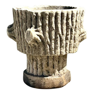 Vintage Faux Bois Cast Concrete Trunk Planter