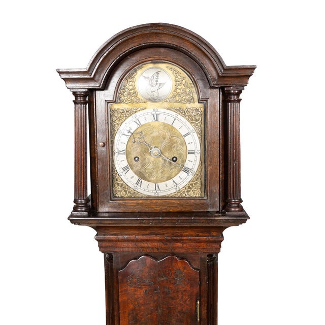 George II Walnut and Oak Grandmother Clock For Sale - Image 4 of 12