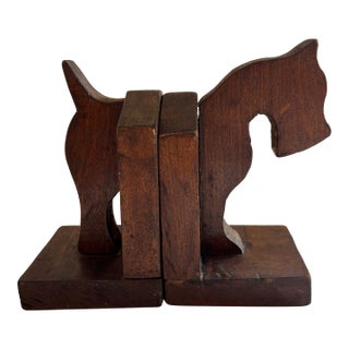 Turn of the Century Wooden Horse Bookends For Sale