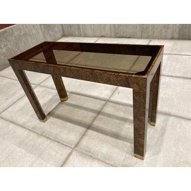 Mid-Century Modern Mid-Century Modern Henredon Faux Tortoise Shell Parsons Console Table For Sale - Image 3 of 13