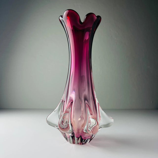 Red Vintage Murano Glass Chambord Vase from Fratelli Toso, Italy, 1960s For Sale - Image 8 of 14