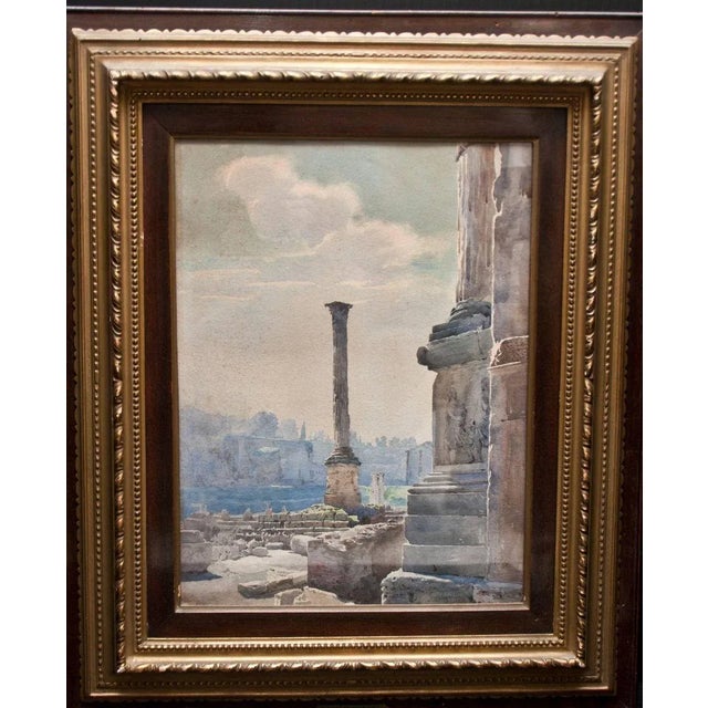 View of the Roman Forum - ''Colonna di Foca'' - Original Watercolor 1885 ca. 1885 ca. For Sale - Image 5 of 5
